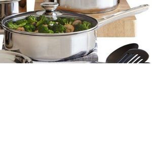 Cooks 9.5" Stainless Steel Sauté Pan with Glass Lid